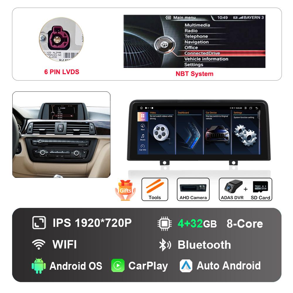 12.3 Inch 1920*720P for BMW 3 4 Series F30 F31 F32 F33 F34 F36 NBT EVO System Android Car Radio Multimedia Player DSP 4G WiFi