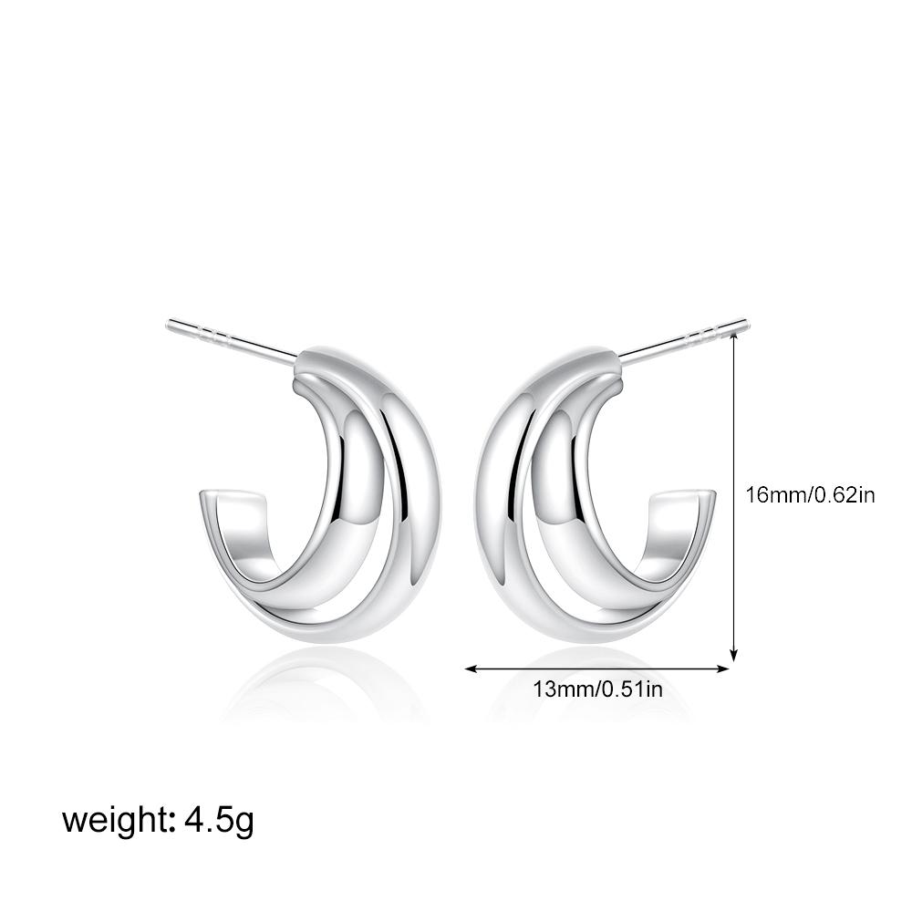 Punk Gold Silver Plated Mixed Color Double Circle Hoop Earrings for Women Stainless Steel Mini Hoops Vintage Jewelry Bijoux New