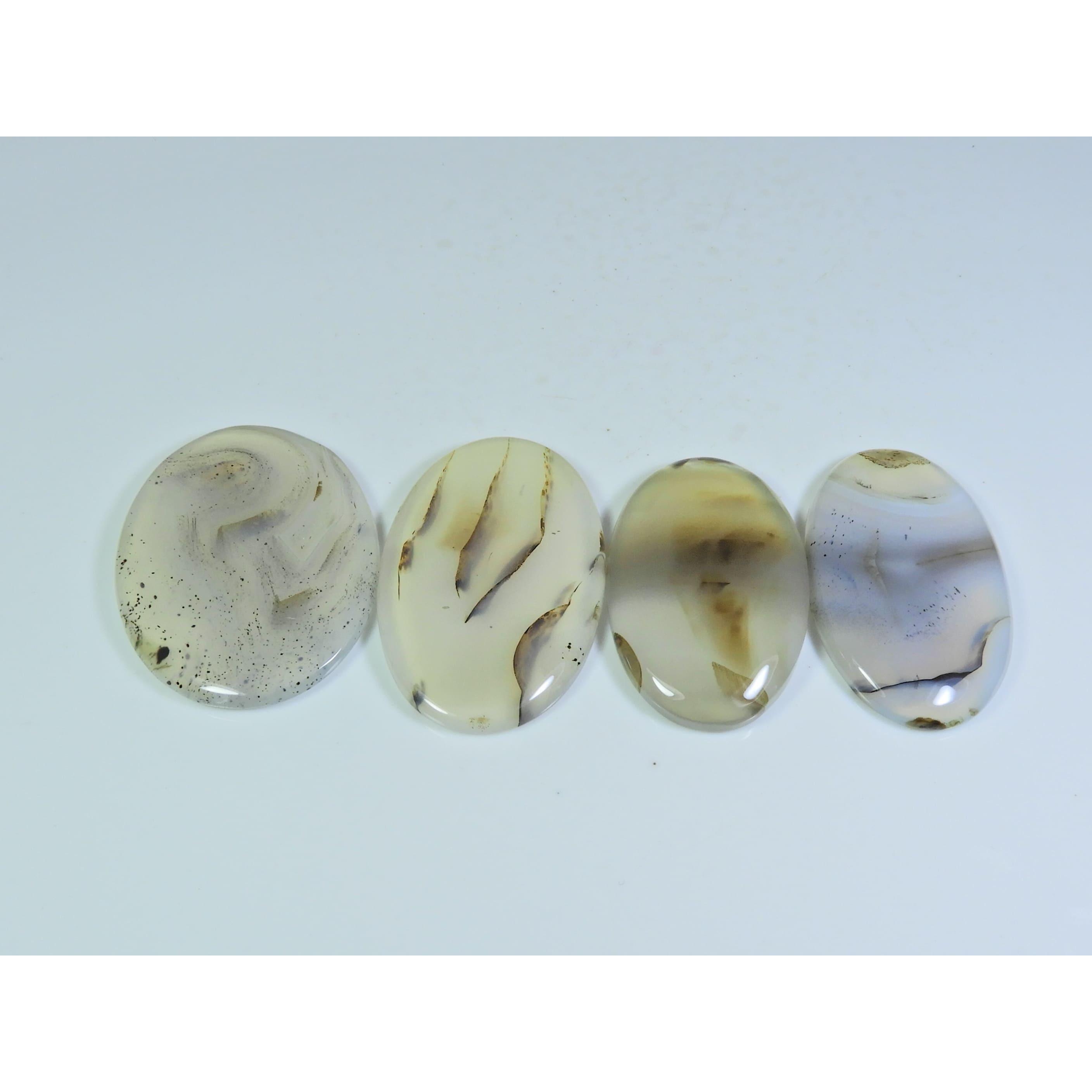 

207Cts. Natural Botswana Agate Oval Cabochon Loose Gemstone 4 Pcs Lot A-666