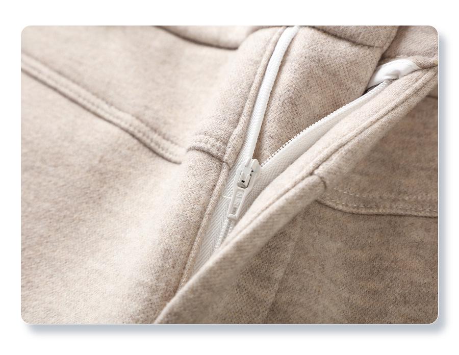 Podzim/Zima 2024 Dámské béžové kašmírové vlněné kalhoty: Volný střih, vysoký pas, široké nohavice, rovný střih.