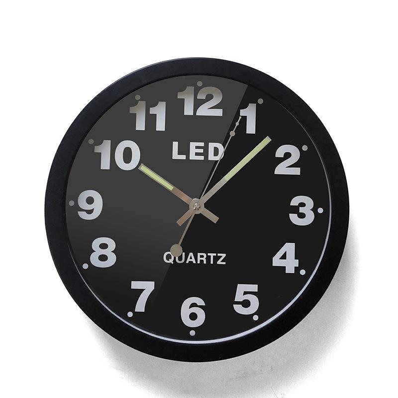 New Home Decoration Products 12-inch Simple Digital Metal LED Wall Clock Fashion Creative Silent Wall Clock Living Room Clock 1207