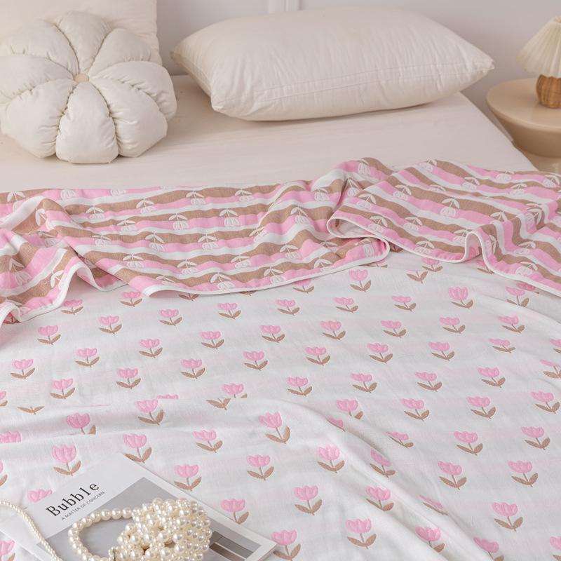 Double-faced Jacquard Gauze Towel Blanket Air Conditioned Room Sweat Absorbing Quick Drying Thin Quilt Double Bed Sheets Soft Breathable Blanket