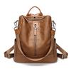Anti-Theft Laptop Backpack for Women 2026 Spring Summer Korean Style Casual Soft Leather Daypack Shoulder Bag Travel Bookbag