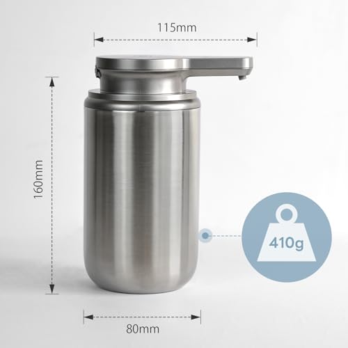 LAOPAO Automatic Foaming Soap Dispenser, Stainless Steel, 2-Level, Hand Wash, Rechargeable, Hand Soap Dispenser, Dish Detergent, Hand Soap, Countertop