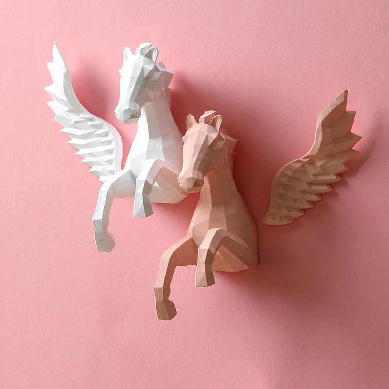 Nordic Pegasus Fridge Magnet Sticker Aesthetic 3D Flying Horse Refrigerator Sticker Decoration Pegasus Magnet Kitchen Ornament