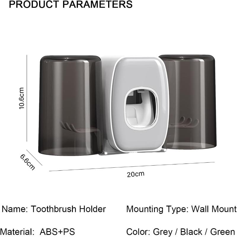 Toothbrush Holders for Bathrooms Toothbrush Holder Wall Mounted Toothpaste Dispenser for Kids Automatic Tooth Brushing Holder Ba