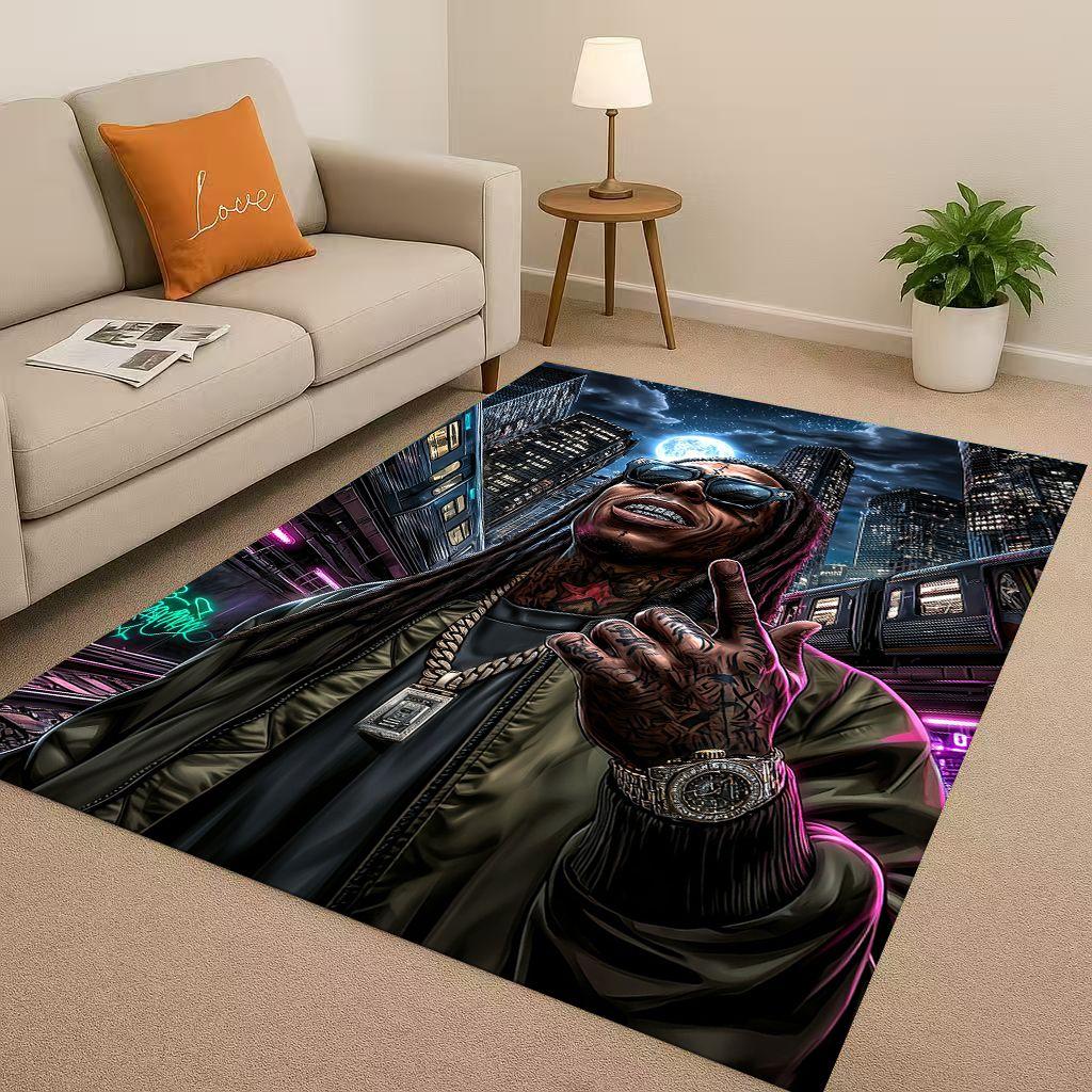 3D Classic Top Hip Hop Rapper Star Cartoon Art Living Room Non-Slip Area Rug Carpet for Bedroom Playroom Sofa,Home Decor Doormat