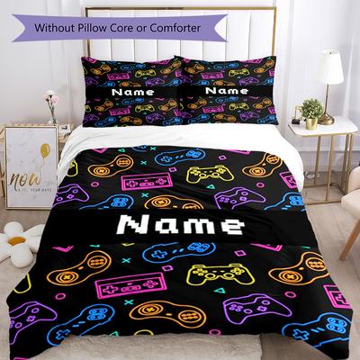 Game Consoles4 Customize Your Name Bedding Set Breathable Duvet Cover With Pillowcases Decorative Bed Linen For Bedroom Home Decoration Birthday Gift