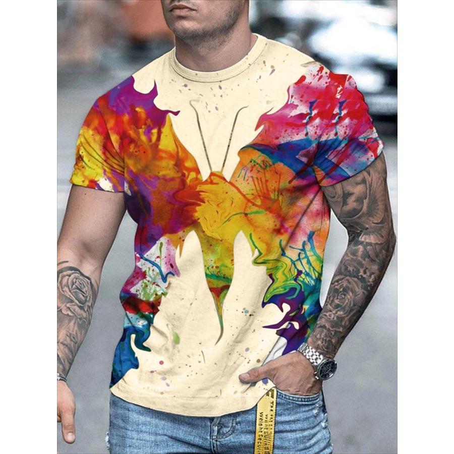 

Летние топы, мужская одежда больших размеров, футболка с 3D принтом, футболки с круглым вырезом, топ с короткими рукавами, дышащие мужские рубашки 6XL бежевый