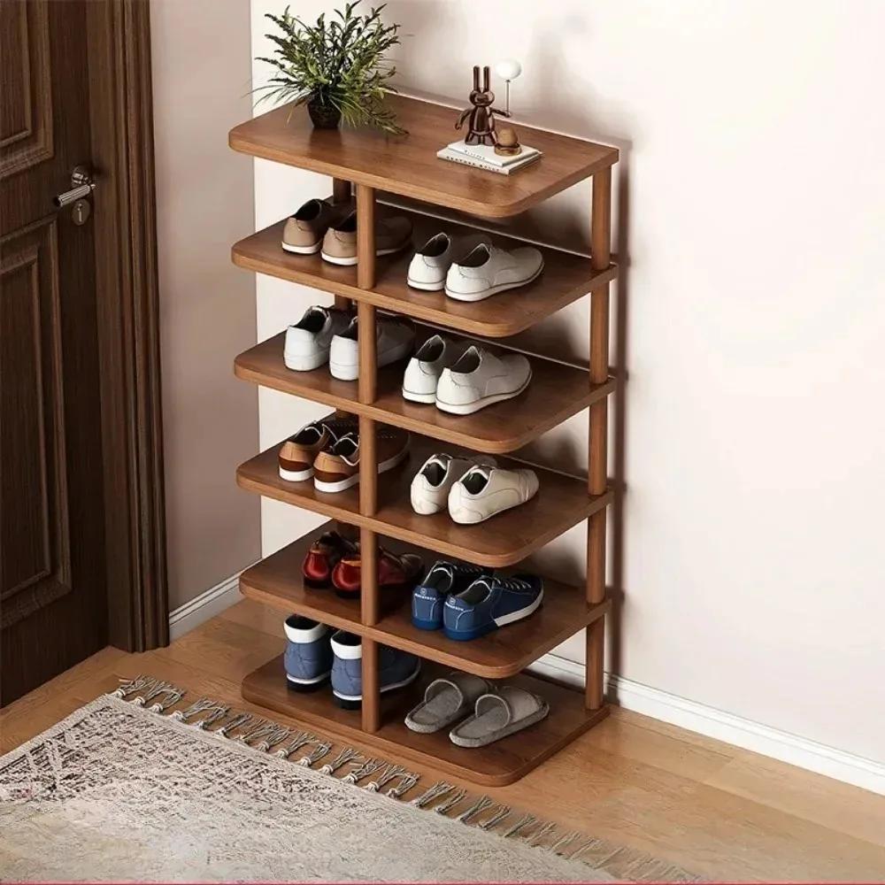 Simple Shoe Rack Solid Wood Panel Furniture Large Capacity Stable Shoe Shelves Space Saving Layered Partition Dormitory Racks