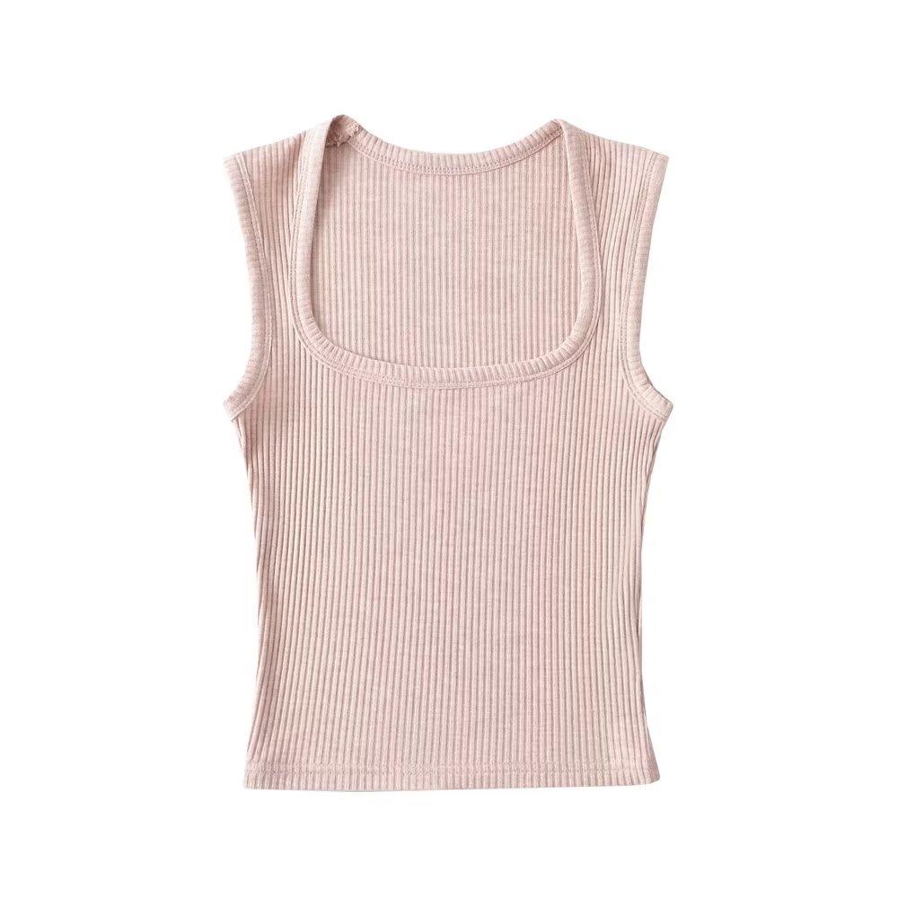 Trendy Retro Square Neck Slim Sleeveless Women's Top