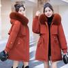 Winter Clothing with Large Fur Collar, Medium To Long Style, Overcoming Cotton Jacket, Women's Fashionable Plus Velvet Cotton Jacket