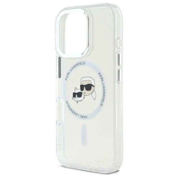 Karl Lagerfeld KLHMP16XHLSKCH iPhone 16 Pro Max 6.9" White Hardcase IML Metal Karl&Choupette Head MagSafe