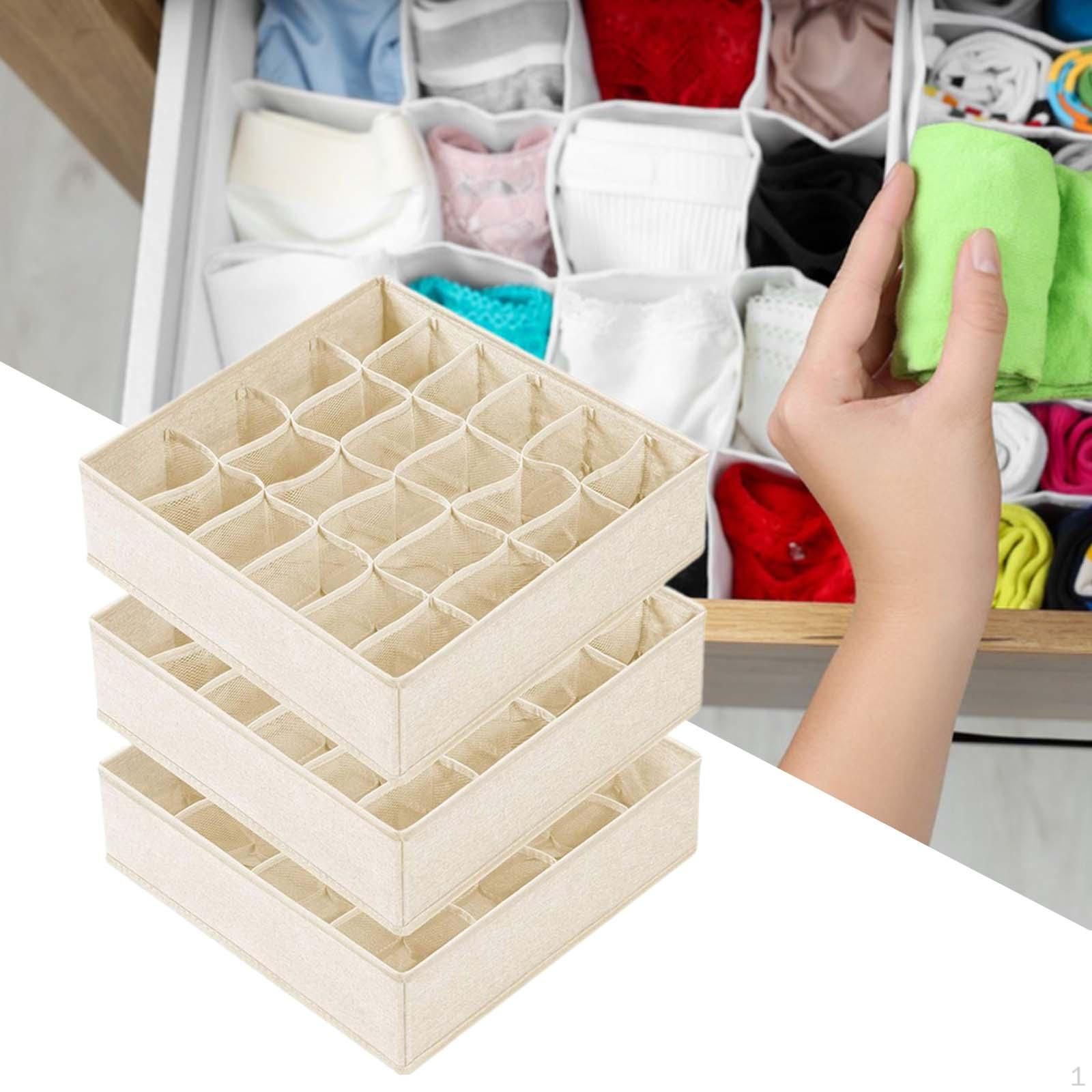 

3 шт., ящики для хранения в шкафу, органайзеры для носков, 24 ячейки, нижнее белье для белый