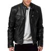 Men Vintage Cool Jacket Leather Long Sleeve  Winter Stand Collar Club Coat