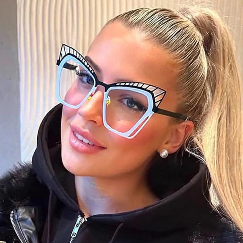 Vintage Anti Blue Light Optical Glasses Oversized Women Luxury Brand Designer Myopia Customize Prescription Eye Glasses Frames