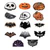 Halloween Welcome Doormat Half Circle Spider-Web Bat Skull Pumpkin Shape Floor Mat Non-Slip Entrance Mat for Front Door Porch Home Decoration