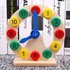Kids Wooden Clock Toy Preschool Number Color Recognition Time Learning Clock Toddlers Educational Clock Teaching Aid with Movable Hands