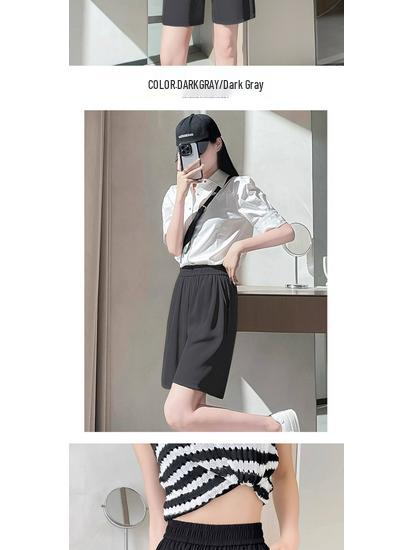 2026 Women's High Waist Slimming Ice Silk Drape Shorts: Casual, Loose, Wide-Leg, Five-Point Summer Pants
