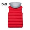 Women Winter Vest Coat Hooded Color Matching Zipper Closure Drawstring Sleeveless Padded Thick Waterproof Windproof Soft Warm Lady Waistcoat