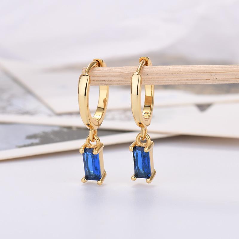 Rectangle Color Zircon Earrings, Simple, Fashionable And Exquisite Earrings.