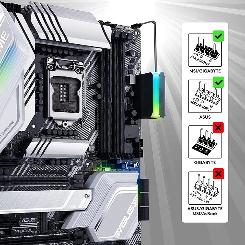 3Pcs ATX 24Pin Female To 24pin Male 90 Degree Power Connector 5V 3 Pin ARGB Power Adapter Board for Computer Motherboard Desktop