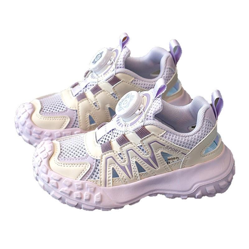 Girls' Breathable Mesh Sports Shoes - Summer 2026, Soft Sole, Hollow Design, Medium to Large Sizes
