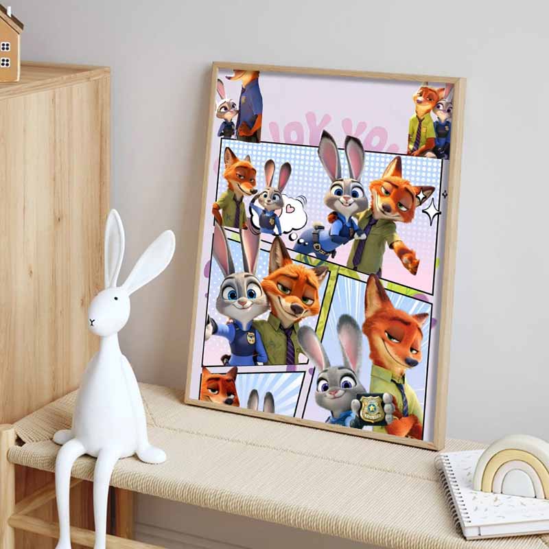 Disney 5D DIY Diamond Painting Zootopia Partners Illustration Embroidered Mosaic Cross Stitch Home Decor Gifts Crafts