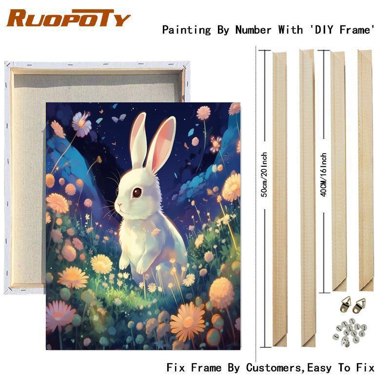 RUOPOTY Paint By Numbers For Adults Beginners Cute Rabbit Animal Wall Art Picture With Numbers For Home Decoration 40x50cm