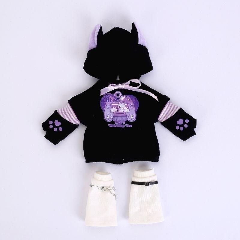 OB11 BJD Doll Hoodie Sweater Cat-Themed Gaming Outfit Cotton Blend Unisex Pullover 12-inch Dolls