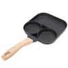 Egg Pan Nonstick Aluminum Alloy Divided Egg Skillet Breakfast Frying Pan with Wood Handle for Gas Stove Induction
