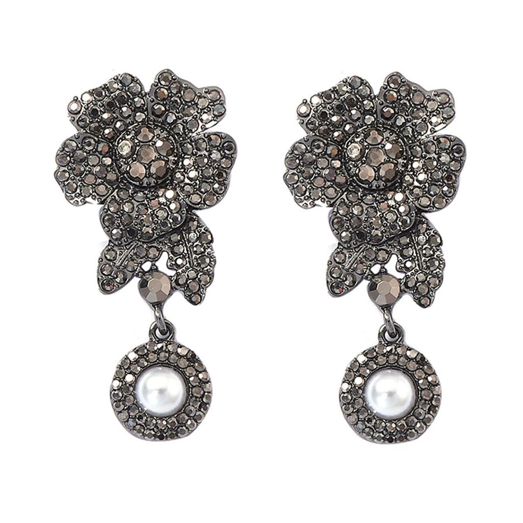 Light luxury high-end fashion retro full diamond flower earrings simple and versatile personality exquisite women's earrings
