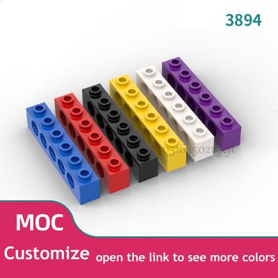 100 Stück Technologie 3894 Stein 1x6 mit Loch Dicke Steine Modellbau Steine Kompatibles Zubehör Teile Mechanische Wissenschaft