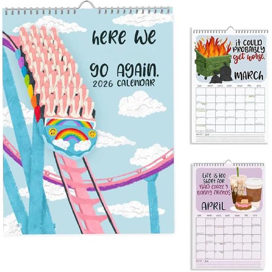 Here We Go Again 2026 Calendar, Here We Go Again Calendar, Fun Hanging Month Hanging Calendar, Match Your Witty Personality, Novelty Planning Wall