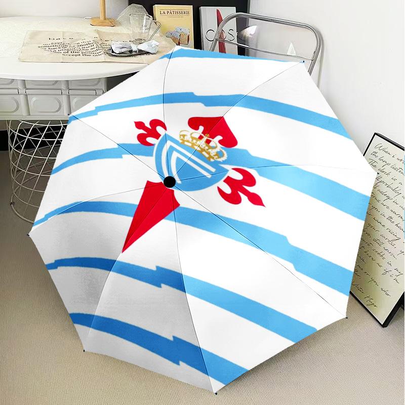 Celta Vigo Crest Design Umbrella Folding Umbrella, Automatic Umbrella 8-Frame for Travel, Camping Use Gift for Halloween Christmas