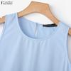 ZANZEA Women Summer Casual Round Neck Sleeveless Tank Tops