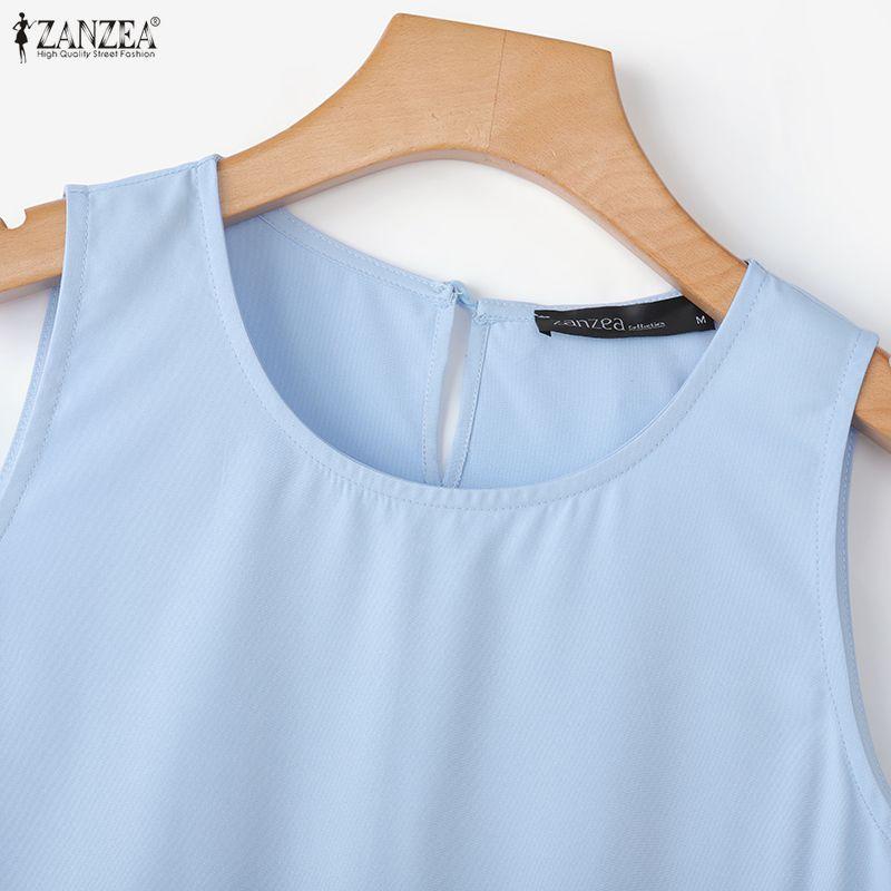 ZANZEA Women Summer Casual Round Neck Sleeveless Tank Tops