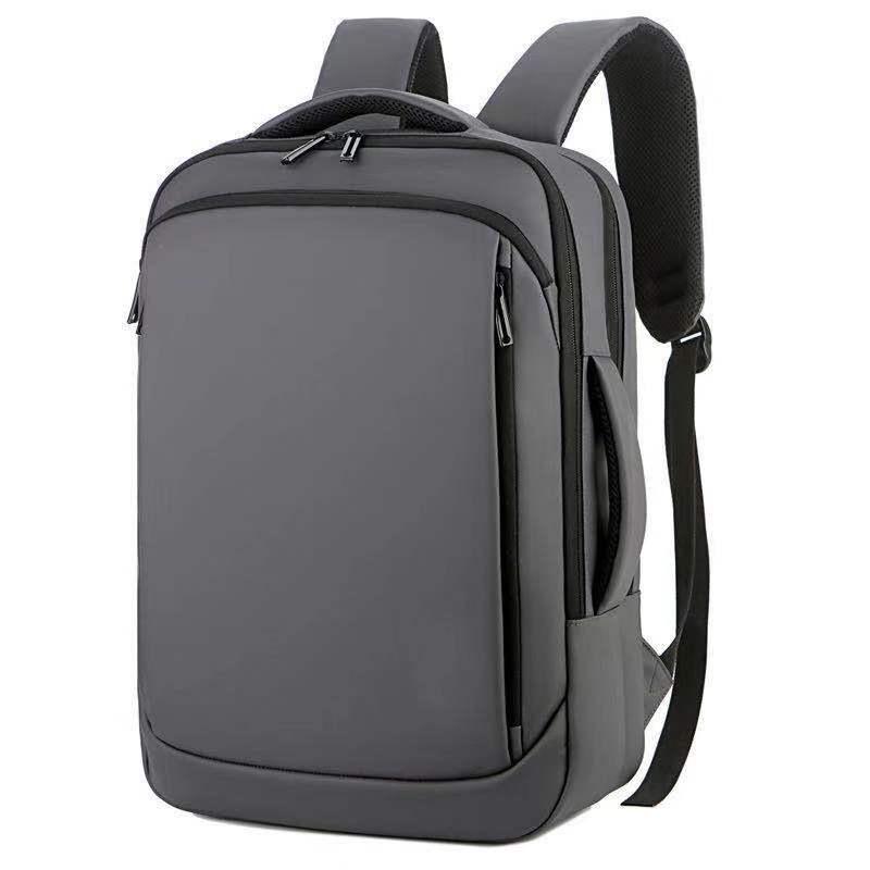 Многофункциональный водоотталкивающий дорожный рюкзак USB с кожаной отделкой серый