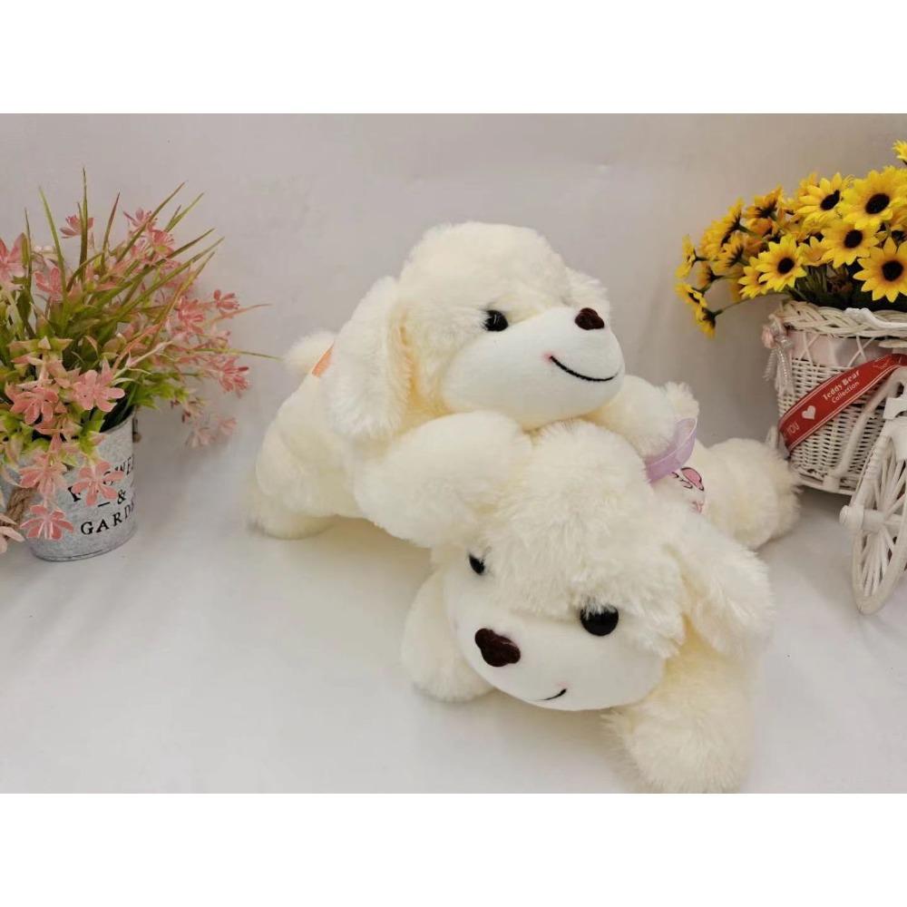 Embroidered Letters White Dog Plush Toy Throw Pillow Car Trunk Decoration Doll Smiling Face Dog