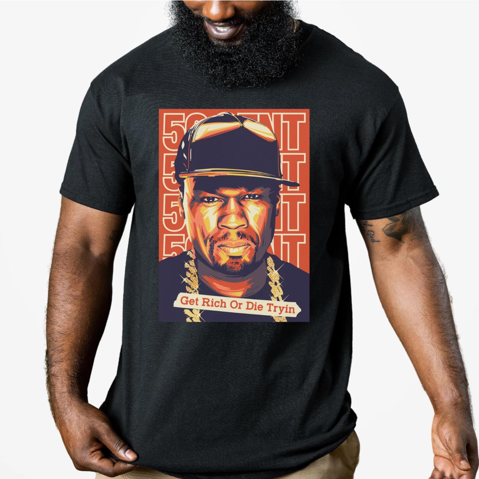 Men s and Women s T-shirts 50 Cent Rap & Hip Hop | Get Rich or Die Tryin Tee Unisex Cotton XXXXL