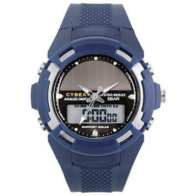 J-AXIS Unisex BCY02-BL (Analog Digital Watch CYBEAT Blue Sun Flame) Round Watch Blue Digital&Analog
