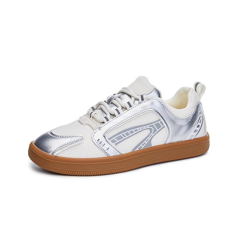 Leather High-heeled German Training Shoes Women's 2025 Summer New Mesh Breathable Casual Versatile White Shoes Sports Women's Shoes