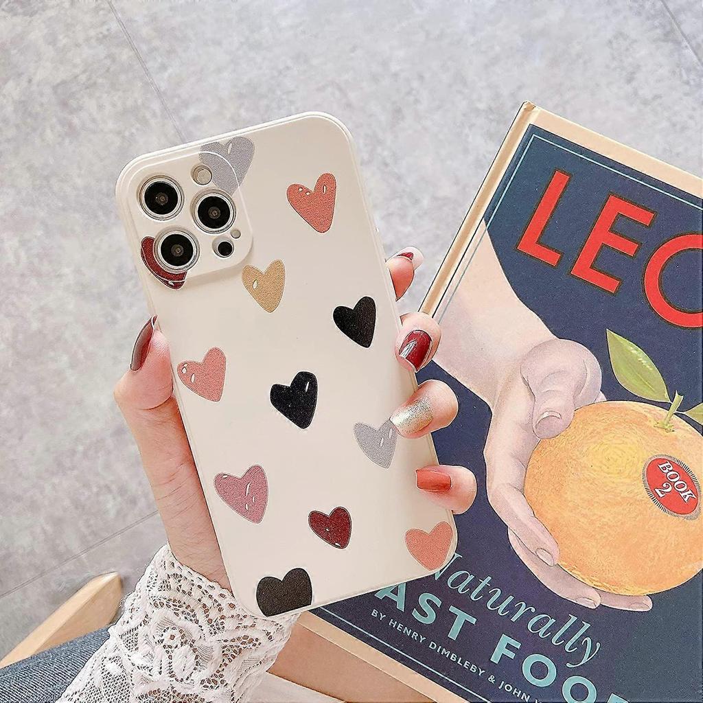 Compatible with iPhone 13 Pro Max for Women Girls Cute Design Soft Silicone Camera Protection Protective Lovely Heart Phone Case for iPhone 13 Pro Max