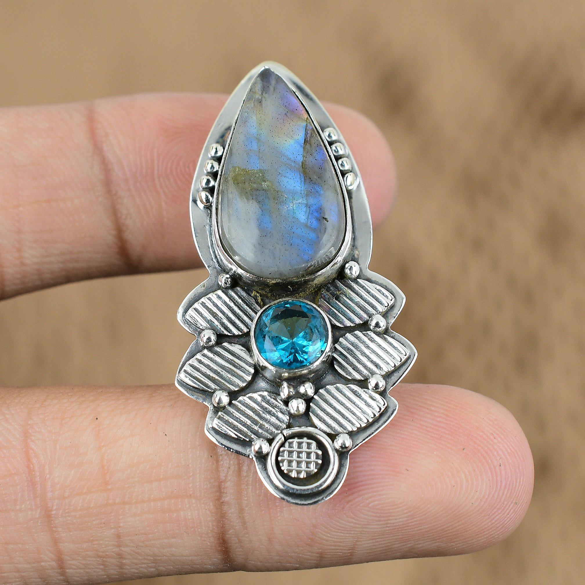 

Birthday Gift For Her Natural Labradorite Gemstone Pendant 925 Sterling Silver