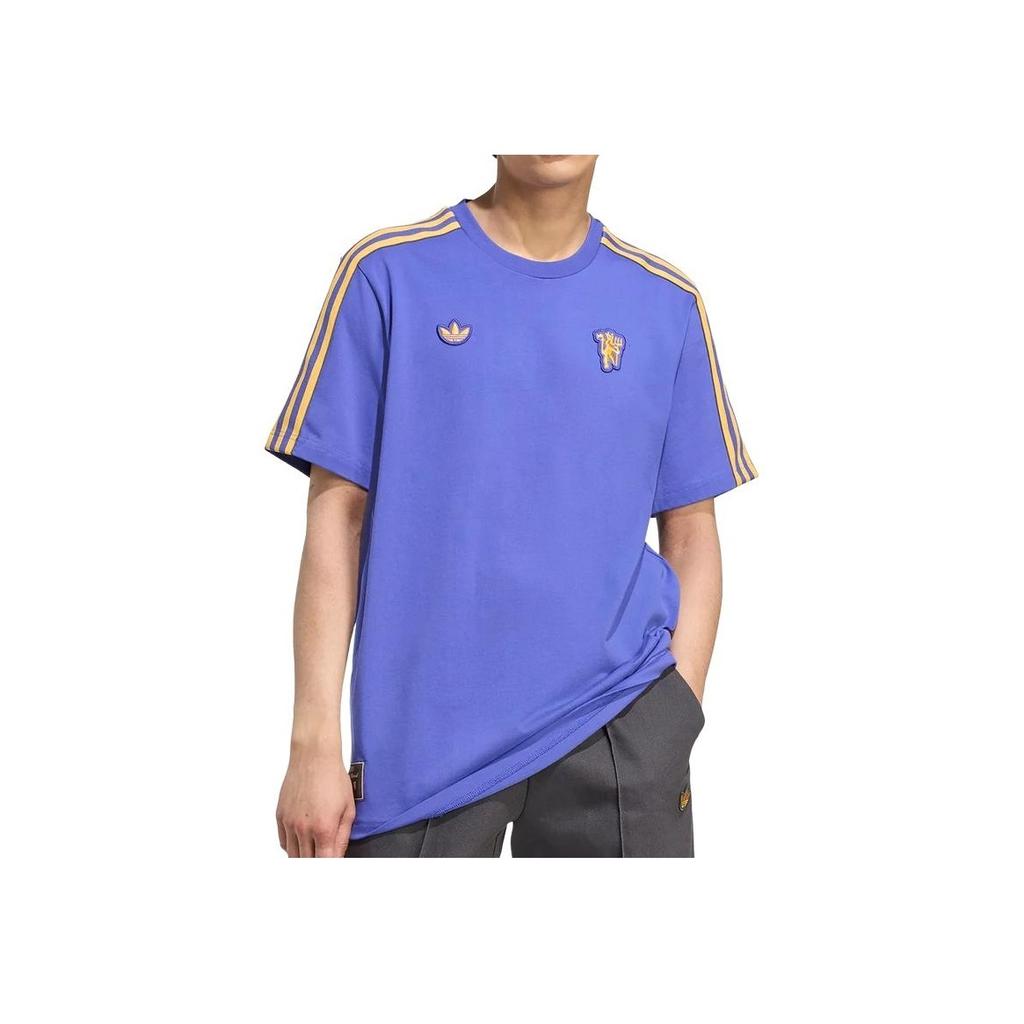 Adidas Originals Manchester United Terrace Icons Football Striped Crew Neck T-Shirt Men Tops JN2823