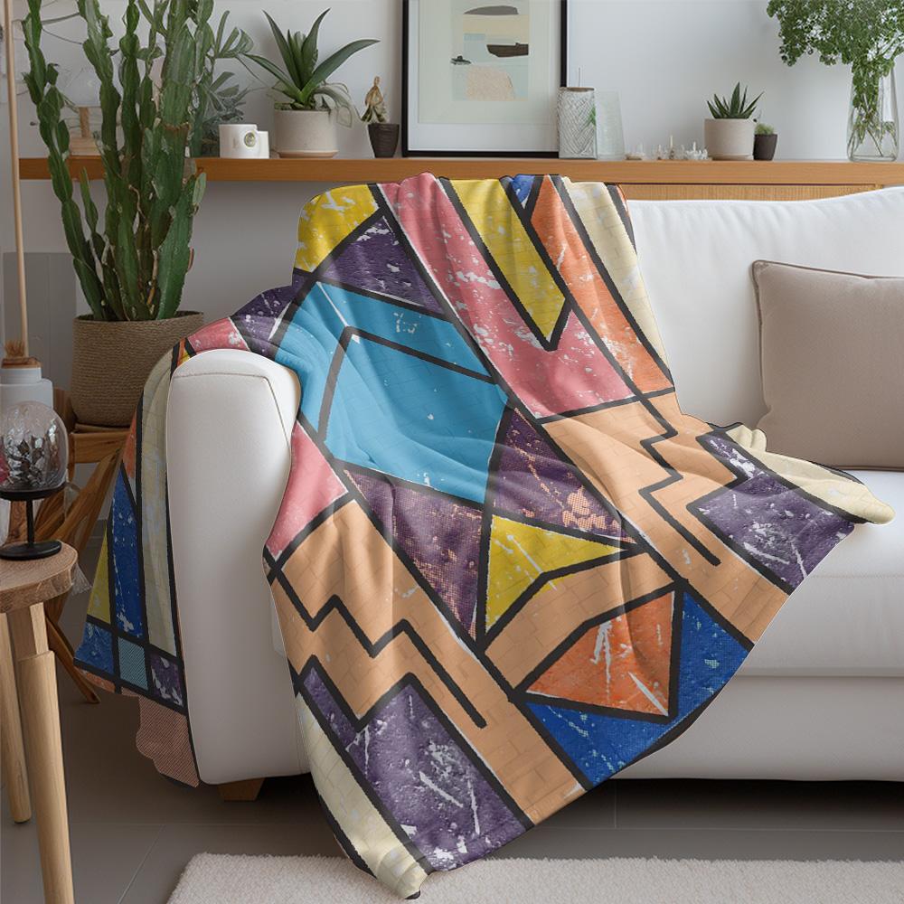 Geometric Abstract Pattern Blanket Modern Art Throw Sofa Bed Cover Decorative Quilt for Home Decor Gift