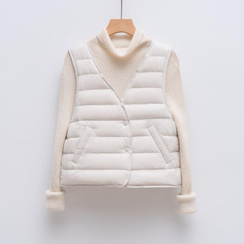Chi New Goose Down Vest Women's Light Neck Down Liner Wear Short Vest in Autumn and Winter