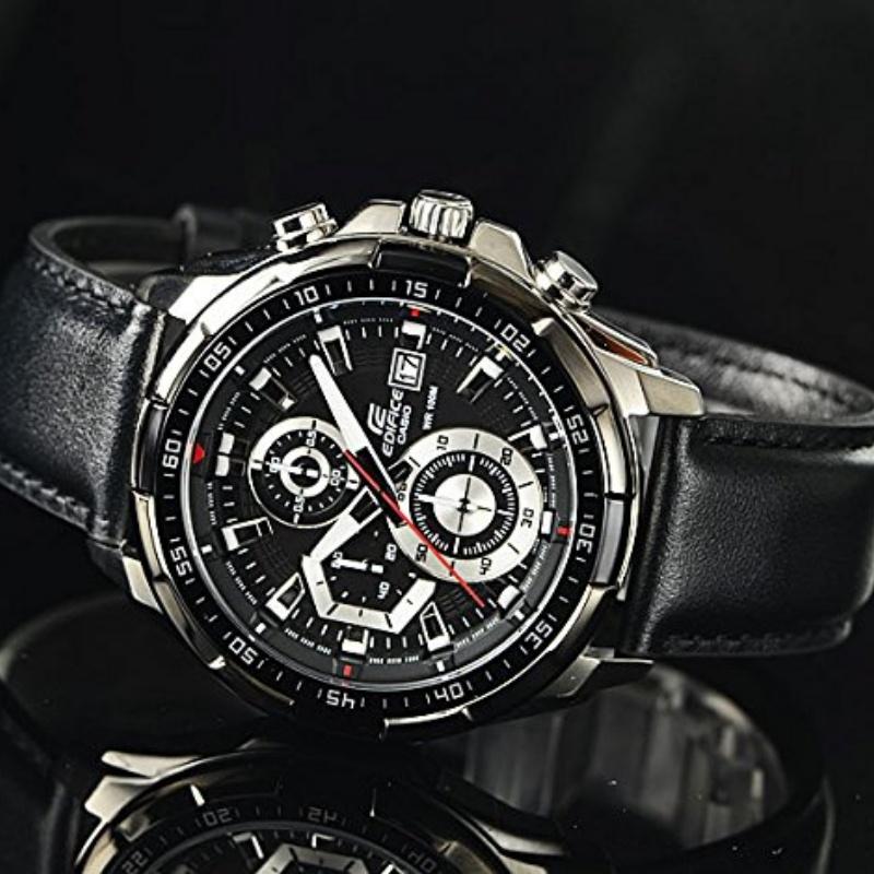 CASIO Edifice Men's 100m Waterproof Chronograph Genuine Leather Band Watch EFR-539L-1A