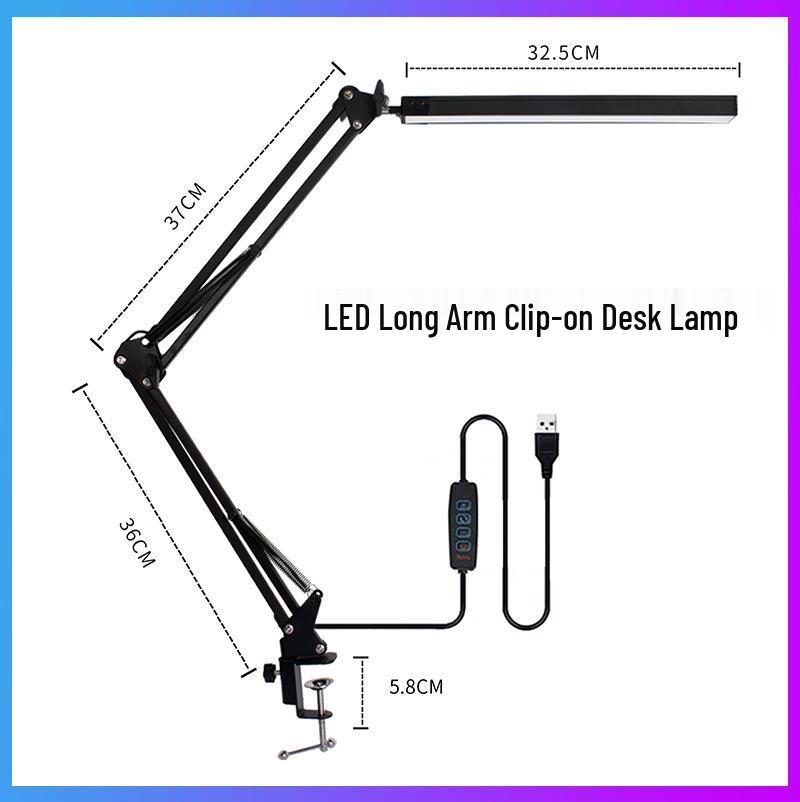 

LED Foldable Long Arm Nail Lamp & Eye-Protection Desk Light for Reading & Bedside