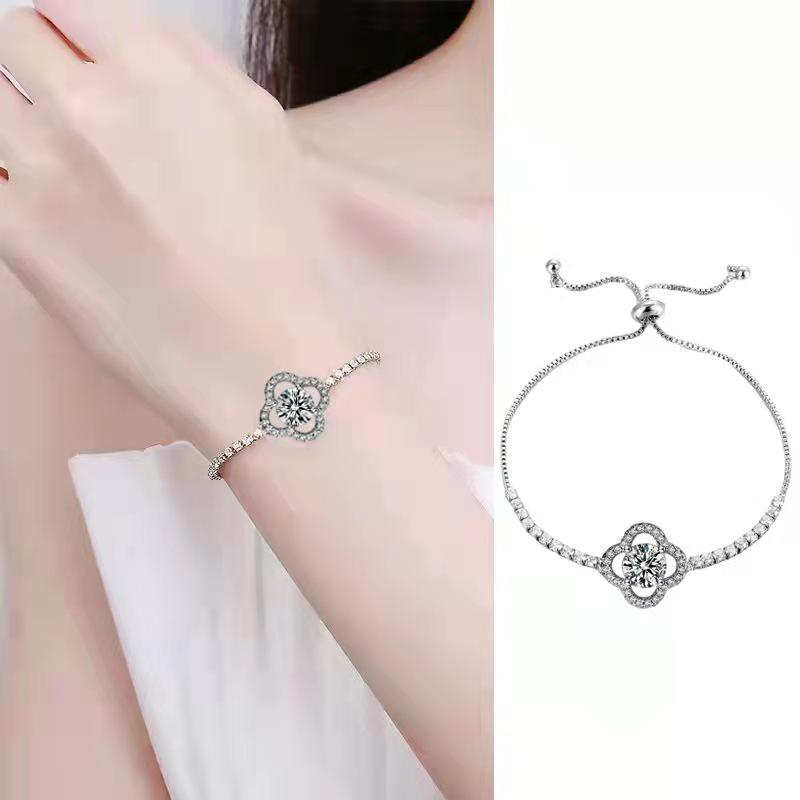 Korean Style Elegant Adjustable Zirconia Square Bracelet - Versatile, Light Luxury Hand Jewelry
